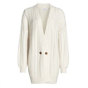 NAADAM Ivory Wool Cashmere Oversized Cable Knit Cardigan Sweater size Small